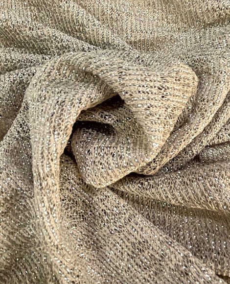 Трикотаж тонкая вязка серебро беж